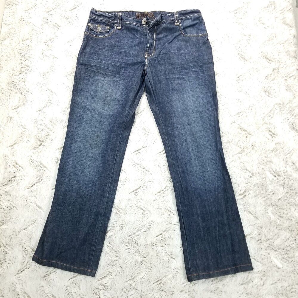 Seduka Jeans Mens 36×32 Blue Regular Straight Dark Wash Denim